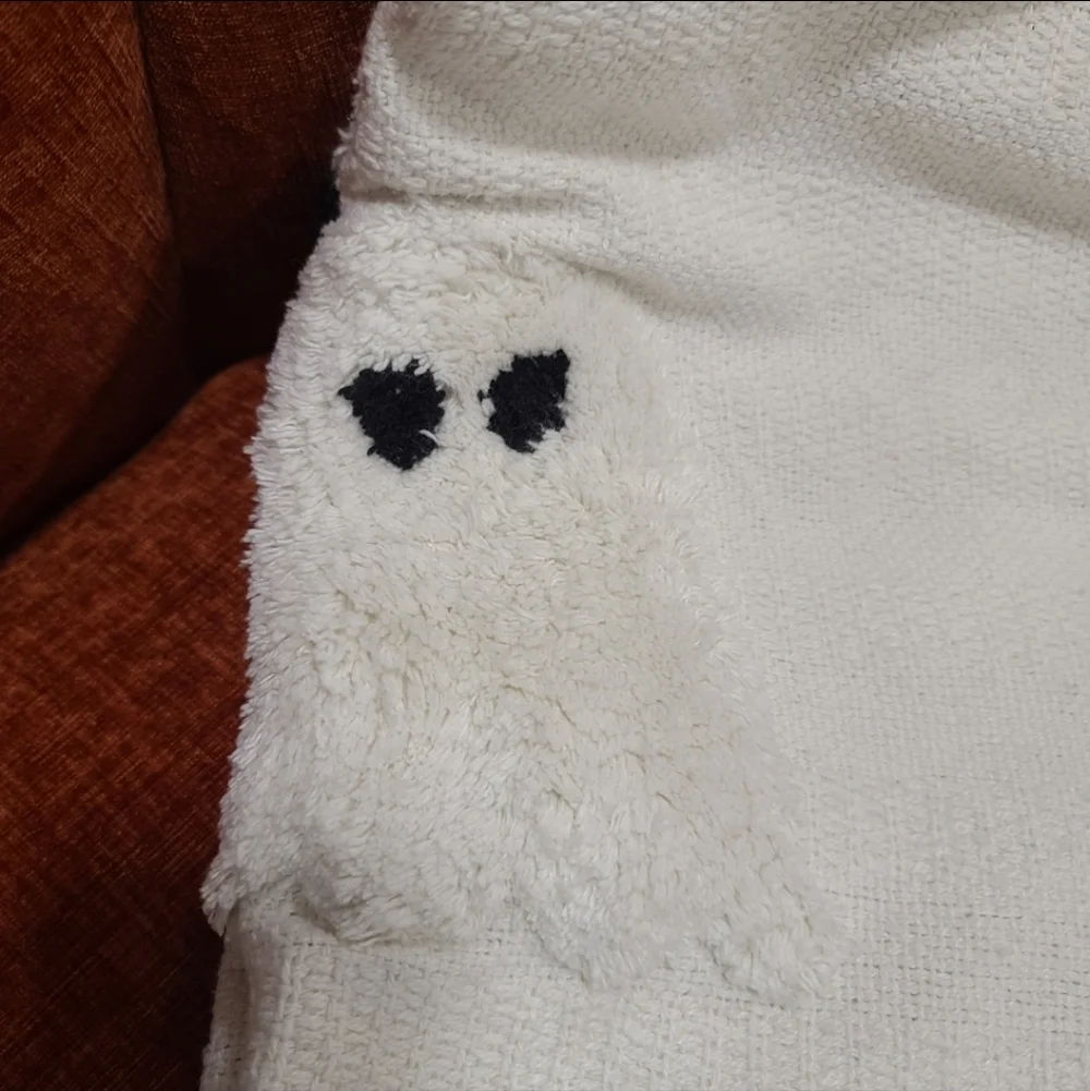 Rachel Zoe White On White Ghost Throw Blanket Decor w/ TASSELS 60